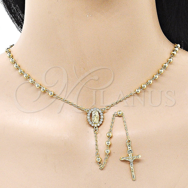 Gold Filled Jewelry — Thin Rosary Guadalupe and Crucifix Design with White — alternate product view — SKU 160318 | Oro Laminado joyería — Thin Rosary Guadalupe and Crucifix diseño with blanco — SKU 160318