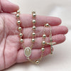 Oro Laminado Medium Rosary, Gold Filled Style Guadalupe and Crucifix Design, with White Cubic Zirconia, Polished, Golden Finish, 09.213.0064.24