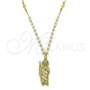 Oro Laminado Pendant Necklace, Gold Filled Style San Judas and Cross Design, with Ivory Pearl, Polished, Golden Finish, 04.213.0349.24