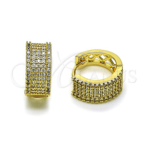 Gold Filled Hoop Earrings — Huggie Hoop with White Micro Pave Polished 02. — main product view — SKU 160324 | Oro Laminado aretes de aro — Huggie Hoop with blanco Micro Pave pulido 02. — SKU 160324