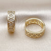 Oro Laminado Huggie Hoop, Gold Filled Style with White Micro Pave, Polished, Golden Finish, 02.283.0287.20