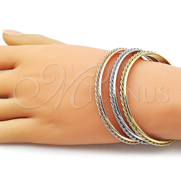 Gold Filled Jewelry — Trio Bangle Twist Design Polished Tricolor 07. 06 — alternate product view — SKU 160327 | Oro Laminado joyería — Trio Bangle Twist diseño pulido Tricolor 07. 06 — SKU 160327