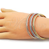 Oro Laminado Trio Bangle, Gold Filled Style Twist Design, Polished, Tricolor, 07.170.0058 (06 MM Thickness, One size fits all)
