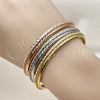 Oro Laminado Trio Bangle, Gold Filled Style Twist Design, Polished, Tricolor, 07.170.0058 (06 MM Thickness, One size fits all)