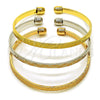 Oro Laminado Trio Bangle, Gold Filled Style Greek Key Design, Diamond Cutting Finish, Tricolor, 07.170.0059 (Thickness, One size fits all)