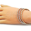 Oro Laminado Trio Bangle, Gold Filled Style Twist Design, Matte Finish, Tricolor, 07.170.0060 (Thickness, One size fits all)