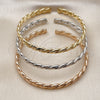 Oro Laminado Trio Bangle, Gold Filled Style Twist Design, Matte Finish, Tricolor, 07.170.0060 (Thickness, One size fits all)
