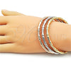 Oro Laminado Trio Bangle, Gold Filled Style Bamboo Design, Matte Finish, Golden Finish, 07.170.0061 (05 MM Thickness, One size fits all)