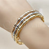Oro Laminado Trio Bangle, Gold Filled Style Bamboo Design, Matte Finish, Golden Finish, 07.170.0061 (05 MM Thickness, One size fits all)