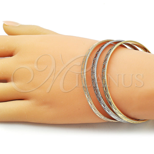 Gold Filled Jewelry — Trio Bangle Diamond Cutting Tricolor 07. Thickness One — alternate product view — SKU 160331 | Oro Laminado joyería — Trio Bangle Diamond Cutting Tricolor 07. Thickness One — SKU 160331