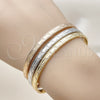 Oro Laminado Trio Bangle, Gold Filled Style Diamond Cutting Finish, Tricolor, 07.170.0062 (Thickness, One size fits all)