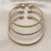 Oro Laminado Trio Bangle, Gold Filled Style Diamond Cutting Finish, Tricolor, 07.170.0062 (Thickness, One size fits all)