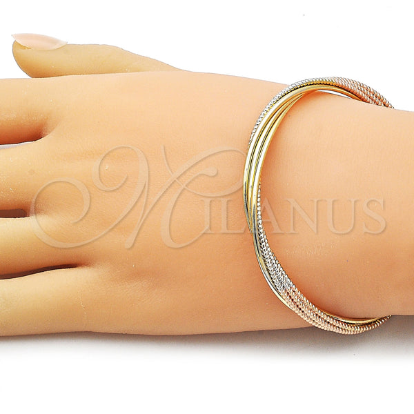 Gold Filled Jewelry — Individual Bangle Twist Design Diamond Cutting Tricolor 07. — alternate product view — SKU 160332 | Oro Laminado joyería — Individual Bangle Twist diseño Diamond Cutting Tricolor 07. — SKU 160332