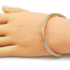 Oro Laminado Individual Bangle, Gold Filled Style Twist Design, Diamond Cutting Finish, Tricolor, 07.170.0051.1 (06 MM Thickness, One size fits all)