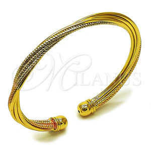 Gold Filled Jewelry — Individual Bangle Twist Design Diamond Cutting Tricolor 07. — main product view — SKU 160332 | Oro Laminado joyería — Individual Bangle Twist diseño Diamond Cutting Tricolor 07. — SKU 160332