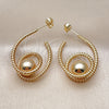 Oro Laminado Small Hoop, Gold Filled Style Ball and Twist Design, Polished, Golden Finish, 02.170.0512.20
