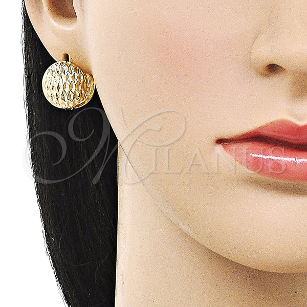 Gold Filled Hoop Earrings — Huggie Hoop Ball Design Diamond Cutting 02. — alternate product view — SKU 160337 | Oro Laminado aretes de aro — Huggie Hoop Ball diseño Diamond Cutting 02. — SKU 160337