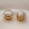 Oro Laminado Huggie Hoop, Gold Filled Style Ball Design, Diamond Cutting Finish, Golden Finish, 02.195.0358.15