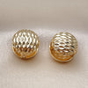 Oro Laminado Huggie Hoop, Gold Filled Style Ball Design, Diamond Cutting Finish, Golden Finish, 02.195.0358.15