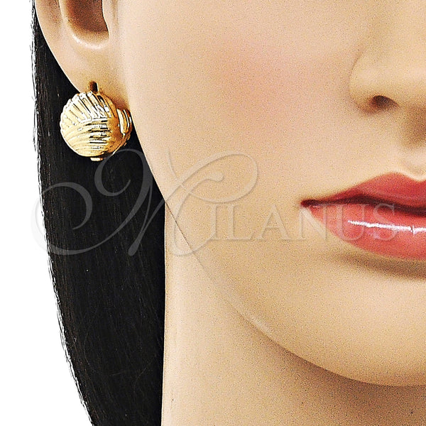 Gold Filled Hoop Earrings — Huggie Hoop Ball Design Diamond Cutting 02. — alternate product view — SKU 160338 | Oro Laminado aretes de aro — Huggie Hoop Ball diseño Diamond Cutting 02. — SKU 160338