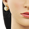 Oro Laminado Huggie Hoop, Gold Filled Style Ball Design, Diamond Cutting Finish, Golden Finish, 02.195.0359.15