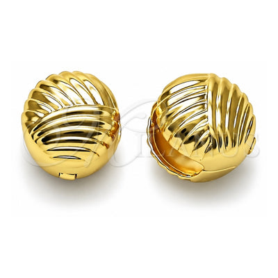 Oro Laminado Huggie Hoop, Gold Filled Style Ball Design, Diamond Cutting Finish, Golden Finish, 02.195.0359.15