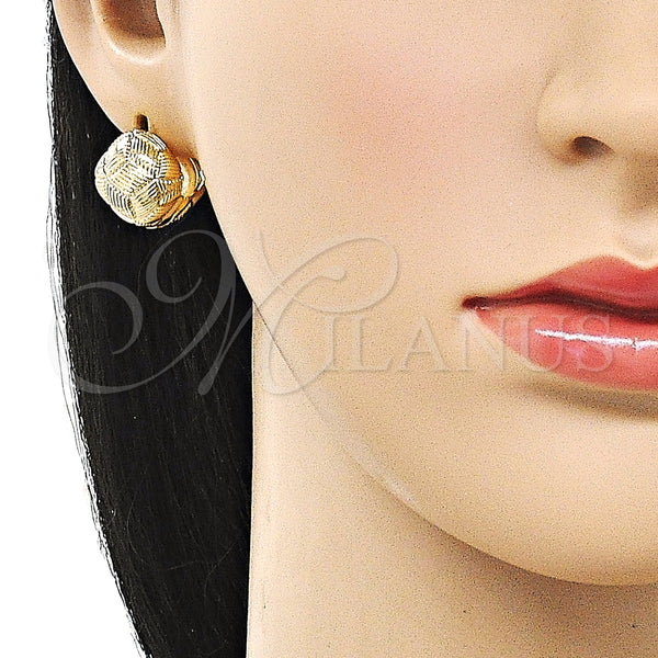 Gold Filled Hoop Earrings — Huggie Hoop Ball Design Diamond Cutting 02. — alternate product view — SKU 160339 | Oro Laminado aretes de aro — Huggie Hoop Ball diseño Diamond Cutting 02. — SKU 160339