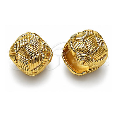 Oro Laminado Huggie Hoop, Gold Filled Style Ball Design, Diamond Cutting Finish, Golden Finish, 02.195.0360.16