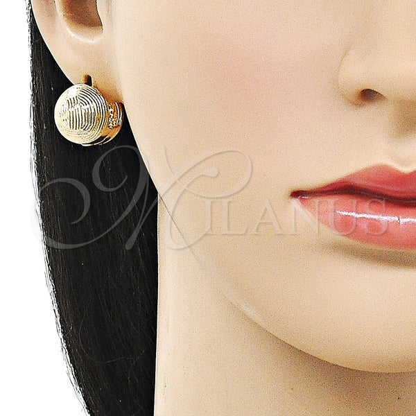 Gold Filled Hoop Earrings — Huggie Hoop Ball Design Diamond Cutting 02. — alternate product view — SKU 160340 | Oro Laminado aretes de aro — Huggie Hoop Ball diseño Diamond Cutting 02. — SKU 160340