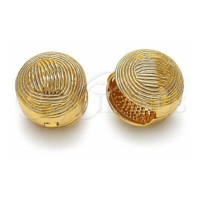 Oro Laminado Huggie Hoop, Gold Filled Style Ball Design, Diamond Cutting Finish, Golden Finish, 02.195.0361.16