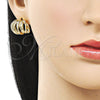 Oro Laminado Stud Earring, Gold Filled Style Twist Design, Polished, Golden Finish, 02.195.0364