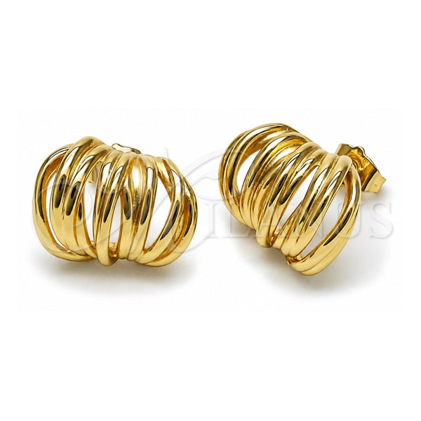 Oro Laminado Stud Earring, Gold Filled Style Twist Design, Polished, Golden Finish, 02.195.0364
