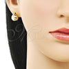 Oro Laminado Stud Earring, Gold Filled Style Diamond Cutting Finish, Golden Finish, 02.163.0386