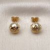 Oro Laminado Stud Earring, Gold Filled Style Diamond Cutting Finish, Golden Finish, 02.163.0386