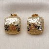 Oro Laminado Stud Earring, Gold Filled Style Diamond Cutting Finish, Golden Finish, 02.163.0387