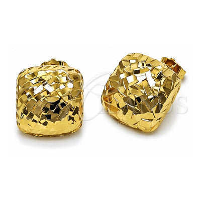 Oro Laminado Stud Earring, Gold Filled Style Diamond Cutting Finish, Golden Finish, 02.163.0387