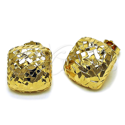 Oro Laminado Stud Earring, Gold Filled Style Diamond Cutting Finish, Golden Finish, 02.163.0387