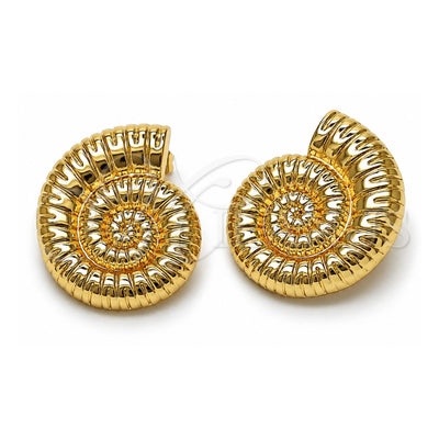 Oro Laminado Stud Earring, Gold Filled Style Snail Design, Polished, Golden Finish, 02.163.0388