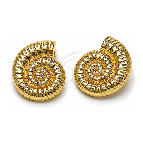 Oro Laminado Stud Earring, Gold Filled Style Snail Design, Polished, Golden Finish, 02.163.0388
