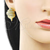 Oro Laminado Stud Earring, Gold Filled Style Snail Design, Polished, Golden Finish, 02.156.0733