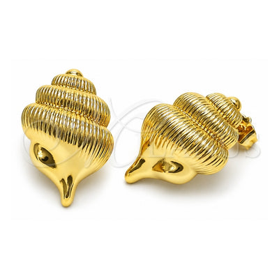 Oro Laminado Stud Earring, Gold Filled Style Snail Design, Polished, Golden Finish, 02.156.0733