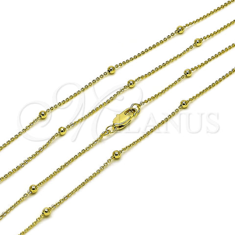 Oro Laminado Basic Necklace, Gold Filled Style Rolo and Ball Design, Polished, Golden Finish, 04.213.0248.16