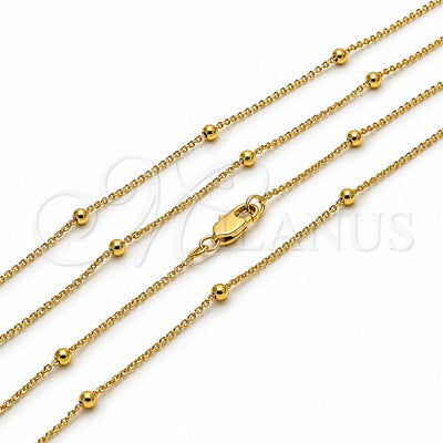 Oro Laminado Basic Necklace, Gold Filled Style Rolo and Ball Design, Polished, Golden Finish, 04.213.0248.16 (01 MM Thickness, 16 Inches Length)