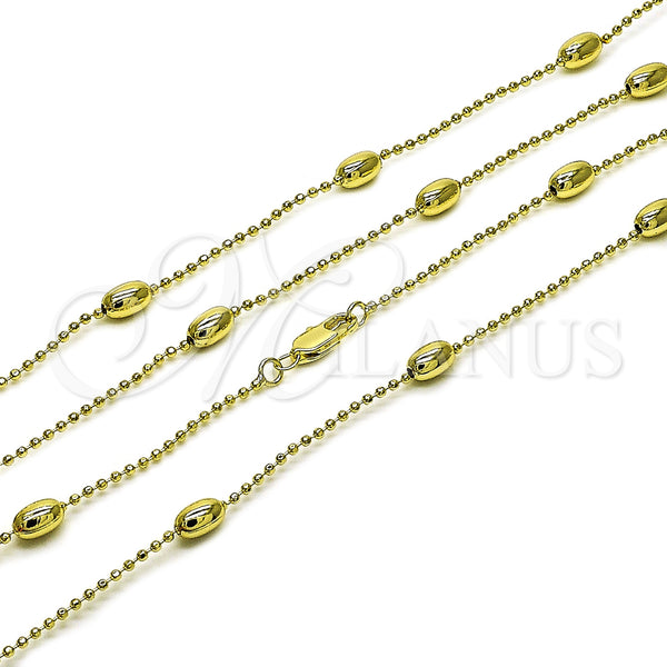 Oro Laminado Basic Necklace, Gold Filled Style Ball Design, Polished, Golden Finish, 04.213.0261.16 (04 MM Thickness, 16 Inches Length)