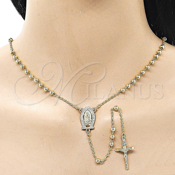 Gold Filled Jewelry — Thin Rosary Guadalupe and Ball Design with White — alternate product view — SKU 160357 | Oro Laminado joyería — Thin Rosary Guadalupe and Ball diseño with blanco — SKU 160357