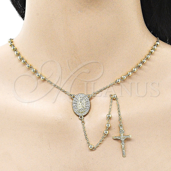 Gold Filled Jewelry — Thin Rosary Guadalupe and Ball Design with White — alternate product view — SKU 160359 | Oro Laminado joyería — Thin Rosary Guadalupe and Ball diseño with blanco — SKU 160359