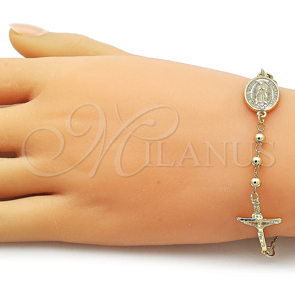 Gold Filled Bracelet — Fancy Bracelet Guadalupe and Crucifix Design Polished 03. — alternate product view — SKU 160360 | Oro Laminado brazalete — elegante Bracelet Guadalupe and Crucifix diseño pulido 03. — SKU 160360