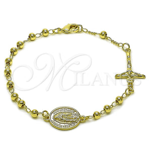 Gold Filled Bracelet — Fancy Bracelet Guadalupe and Crucifix Design Polished 03. — main product view — SKU 160360 | Oro Laminado brazalete — elegante Bracelet Guadalupe and Crucifix diseño pulido 03. — SKU 160360