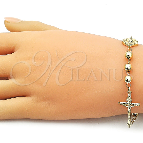 Gold Filled Bracelet — Fancy Bracelet San Benito and Crucifix Design Polished — alternate product view — SKU 160363 | Oro Laminado brazalete — elegante Bracelet San Benito and Crucifix diseño pulido — SKU 160363