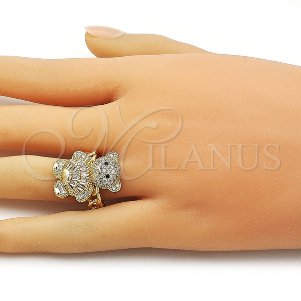 Gold Filled Ring — Multi Stone Ring Teddy Bear and Baguette Design — alternate product view — SKU 160364 | Oro Laminado anillo — Multi Stone Ring Teddy Bear and Baguette diseño — SKU 160364